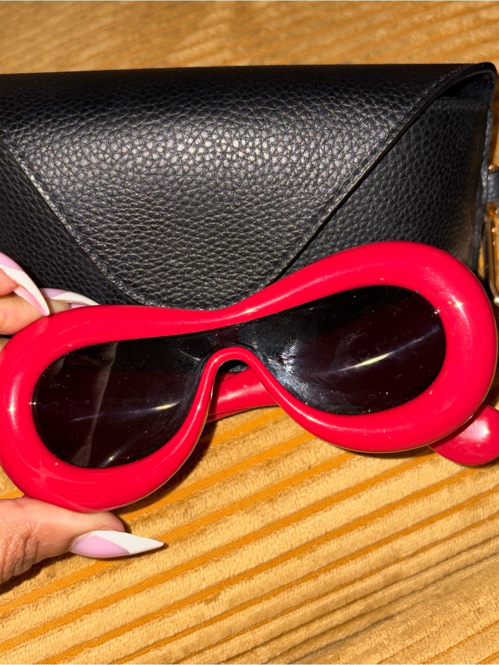 Loewe Red Sculptural Frame Sunglasses with Black Lenses
